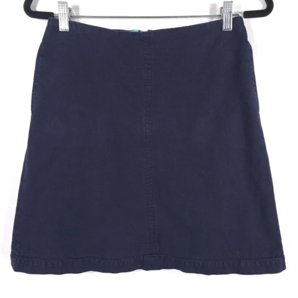 Boden Women’s Mini Skirt Navy Textured Cotton Back‎ Zip A-Line WG528 Size 6R